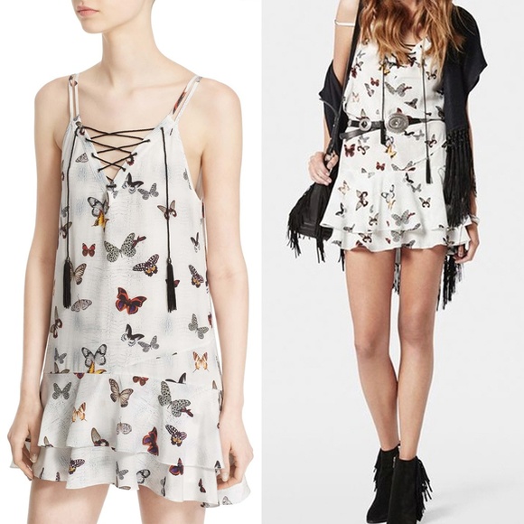 The Kooples Dresses & Skirts - The Kooples Silk Butterfly Print Ruffle Dress